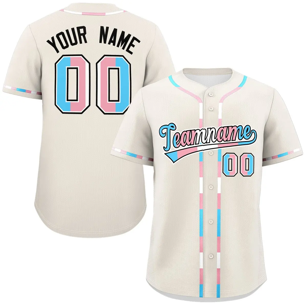 Cream Transgender Pride Month Classic Baseball Jersey