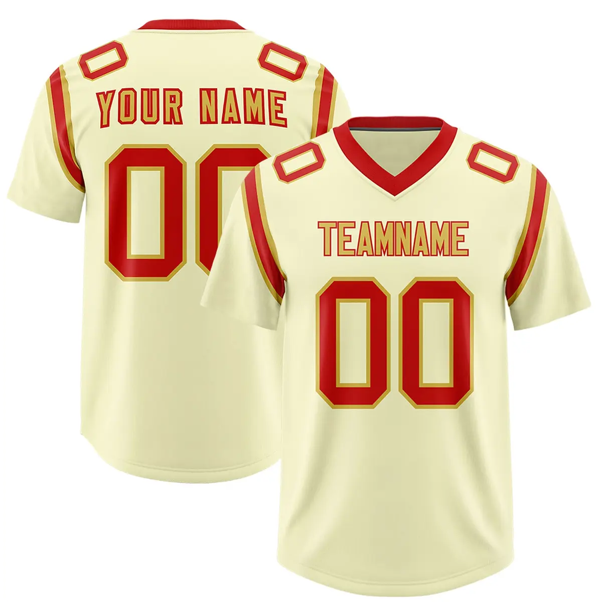Cream Two-Tone Shoulder Cut Authentic Football Jersey