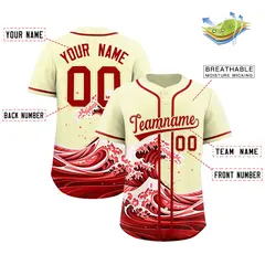 Cream Wave Graffiti Baseball Jersey 2