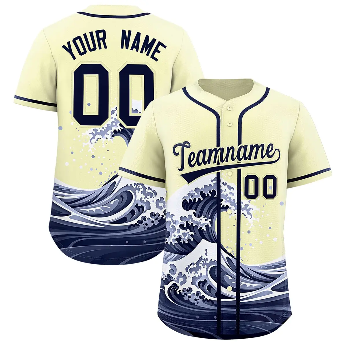 Cream Wave Graffiti Baseball Jersey