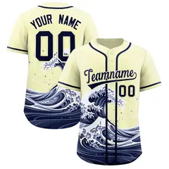 Cream Wave Graffiti Baseball Jersey 1