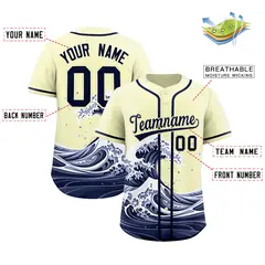 Cream Wave Graffiti Baseball Jersey 2
