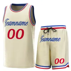 Cream White-Red Classic Sets Basketball Jersey 1