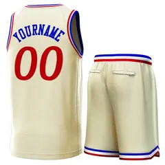 Cream White-Red Classic Sets Basketball Jersey 3