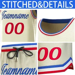 Cream White-Red Classic Sets Basketball Jersey 6