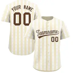 Cream White Thick Stripes Star Pattern Baseball Jersey