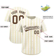 Cream White Thick Stripes Star Pattern Baseball Jersey 2