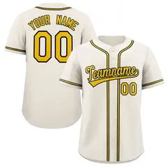 Cream Yellow-Black Authentic Classic Baseball Jersey 1