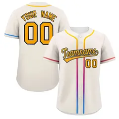 Cream Yellow Gradient Ribbed Authentic Baseball Jersey 1