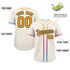 Cream Yellow Gradient Ribbed Authentic Baseball Jersey 2