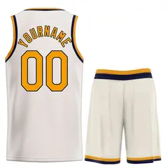 Cream Yellow-Navy Heal Classic Sets Basketball Jersey 2
