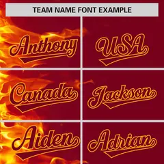 Crimson 3D Flame Design Authentic Baseball Jersey 3