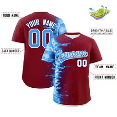 Crimson 3D Flame Design Authentic Baseball Jersey 2