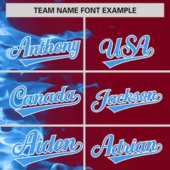 Crimson 3D Flame Design Authentic Baseball Jersey 3