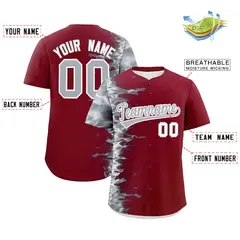 Crimson 3D Flame Design Authentic Baseball Jersey 2