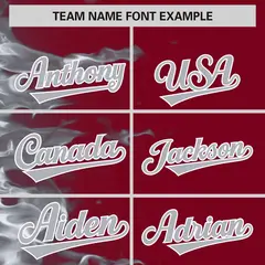 Crimson 3D Flame Design Authentic Baseball Jersey 3