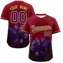Crimson 3D Flower Design Authentic Baseball Jersey