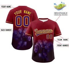Crimson 3D Flower Design Authentic Baseball Jersey 2