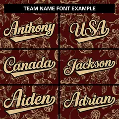 Crimson 3D Graffiti Pattern Baseball Jersey 3