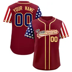 Crimson American Flag Design Baseball Jersey