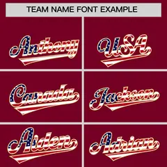 Crimson American Flag Design Baseball Jersey 3