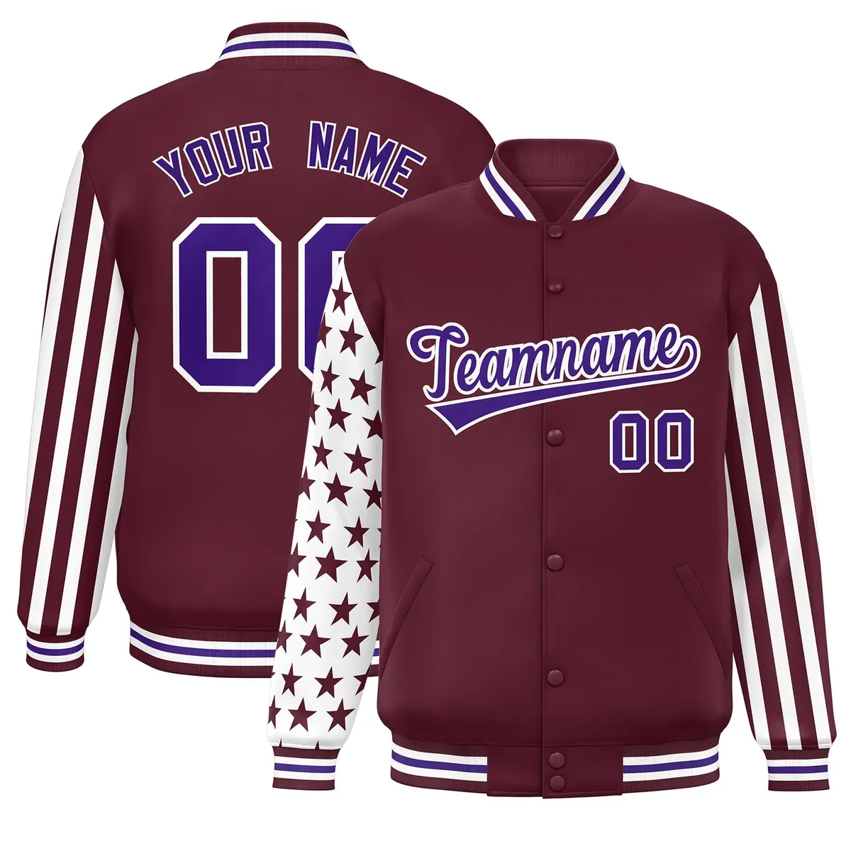 Crimson American Flag Varsity Letterman Bomber Jacket