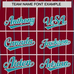 Crimson Aqua and White Bi-Color Stripes Baseball Jersey 3