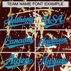 Crimson Aqua Black & Gold Marble Print Streetwear Baseball Jersey 4