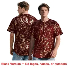 Crimson Aqua Black & Gold Marble Print Streetwear Baseball Jersey 7