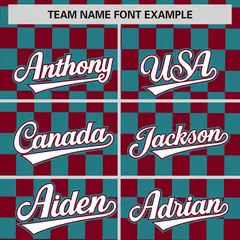 Crimson Aqua Plaid Fashion Authentic Baseball Jersey 3