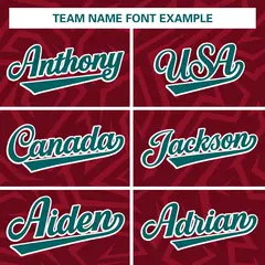 Crimson Aqua-White Stripe Graffiti Pattern Varsity Full-Snap Jacket 5