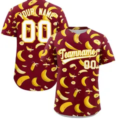 Crimson Banana Graffiti Pattern Fashion Baseball Jersey