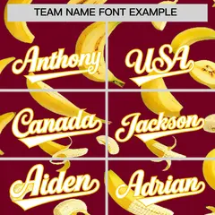 Crimson Banana Graffiti Pattern Fashion Baseball Jersey 4