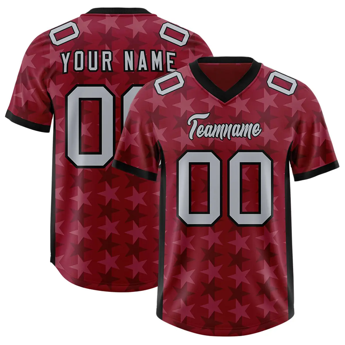 Crimson Black All Star Graffiti Pattern Football Jersey