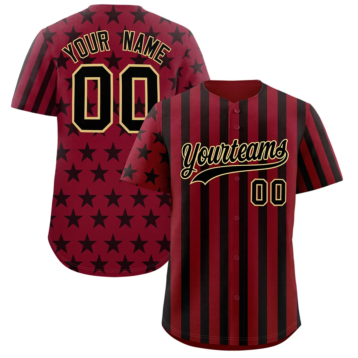 Crimson Black American Flag Graffiti Baseball Jersey