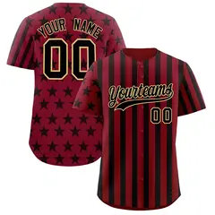 Crimson Black American Flag Graffiti Baseball Jersey 1