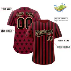 Crimson Black American Flag Graffiti Baseball Jersey 2