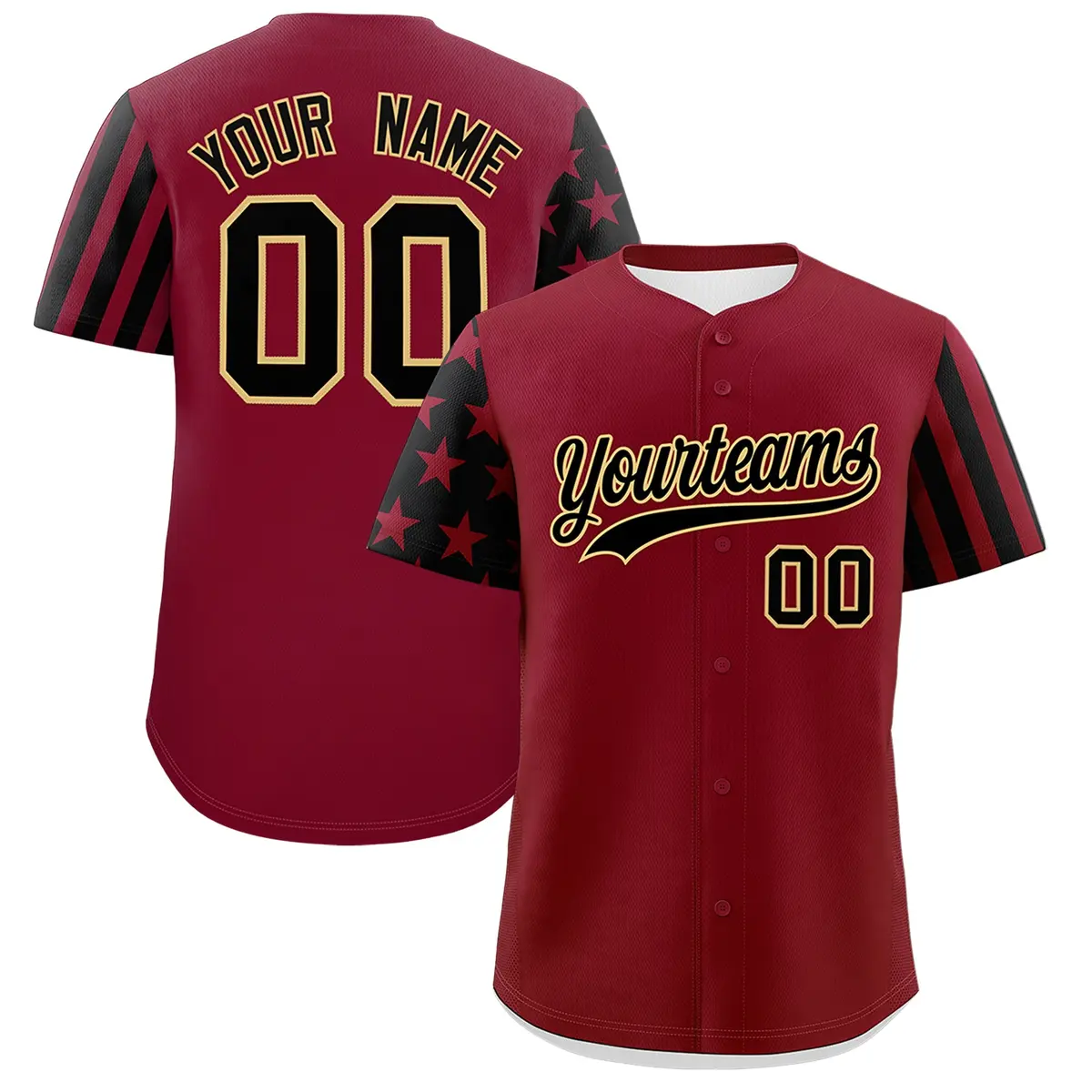 Crimson Black American Flag Raglan Baseball Jersey