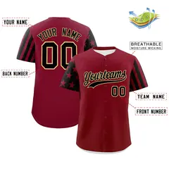 Crimson Black American Flag Raglan Baseball Jersey 2