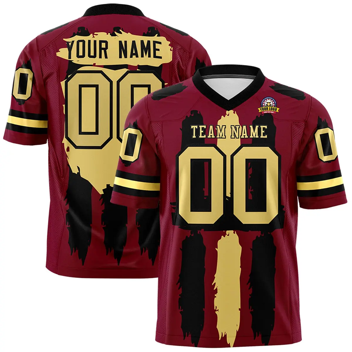 Crimson Black and Khaki Graffiti Flag Football Jersey