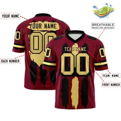Crimson Black and Khaki Graffiti Flag Football Jersey 2