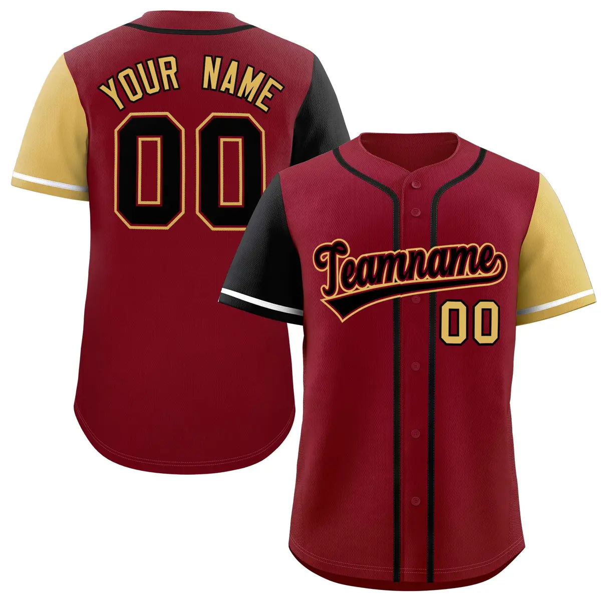 Crimson Black and Khaki Raglan Sleeves Baseball Jersey