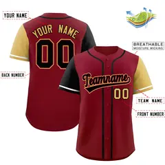 Crimson Black and Khaki Raglan Sleeves Baseball Jersey 2