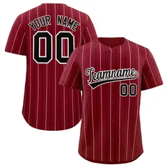 Crimson Black and White Bi-Color Stripes Baseball Jersey 1