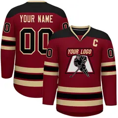 Crimson Black-Black Classic V-Neck Hockey Jersey