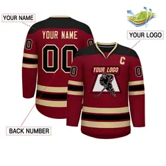 Crimson Black-Black Classic V-Neck Hockey Jersey 2