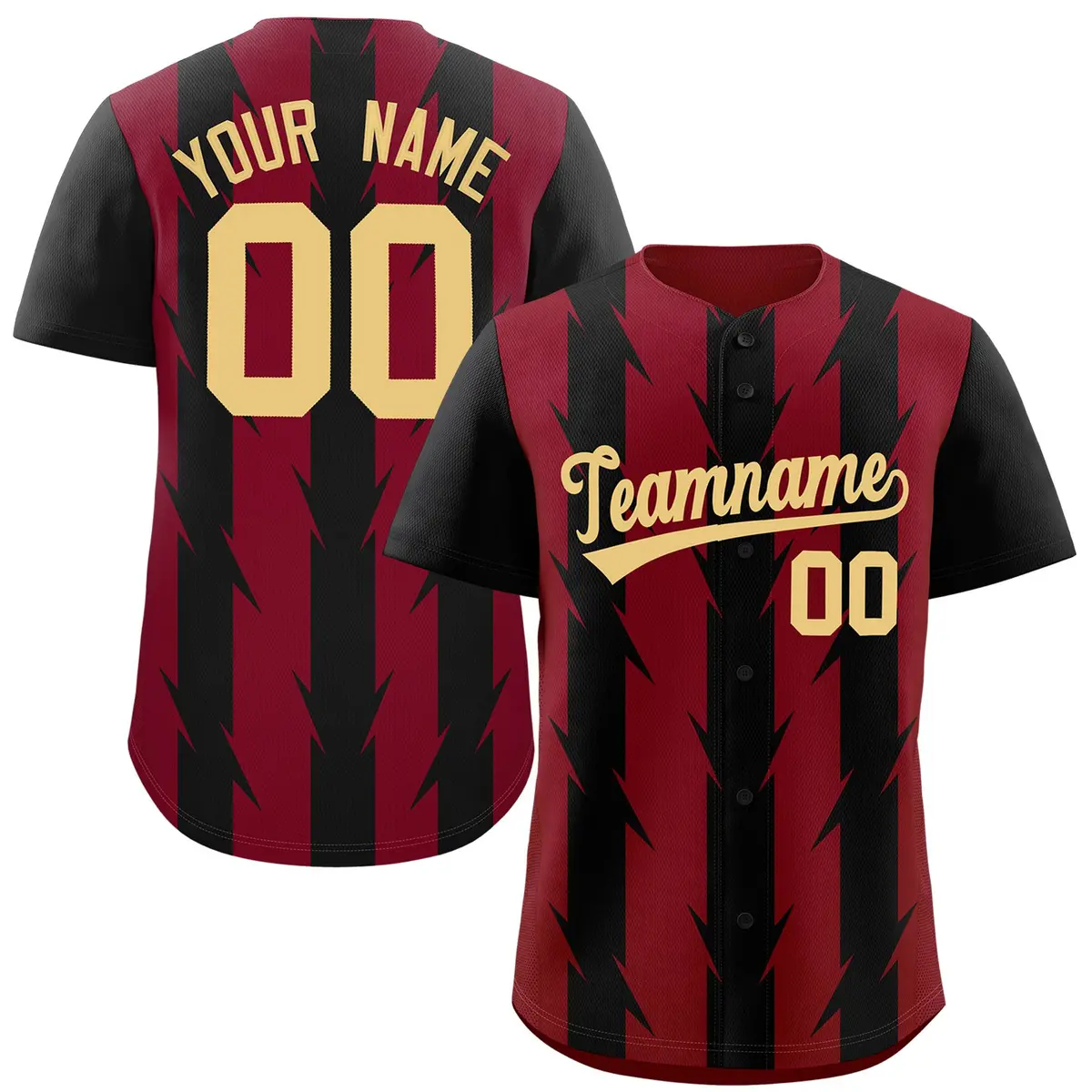 Crimson Black Blade Pattern Raglan Baseball Jersey