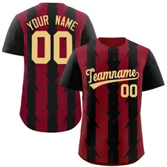Crimson Black Blade Pattern Raglan Baseball Jersey