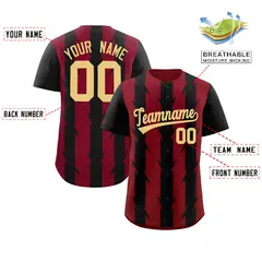 Crimson Black Blade Pattern Raglan Baseball Jersey 2
