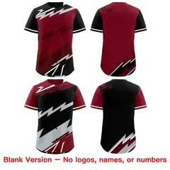 Crimson Black Burgundy Reversible Baseball Jersey Lightning Graffiti Pattern 8